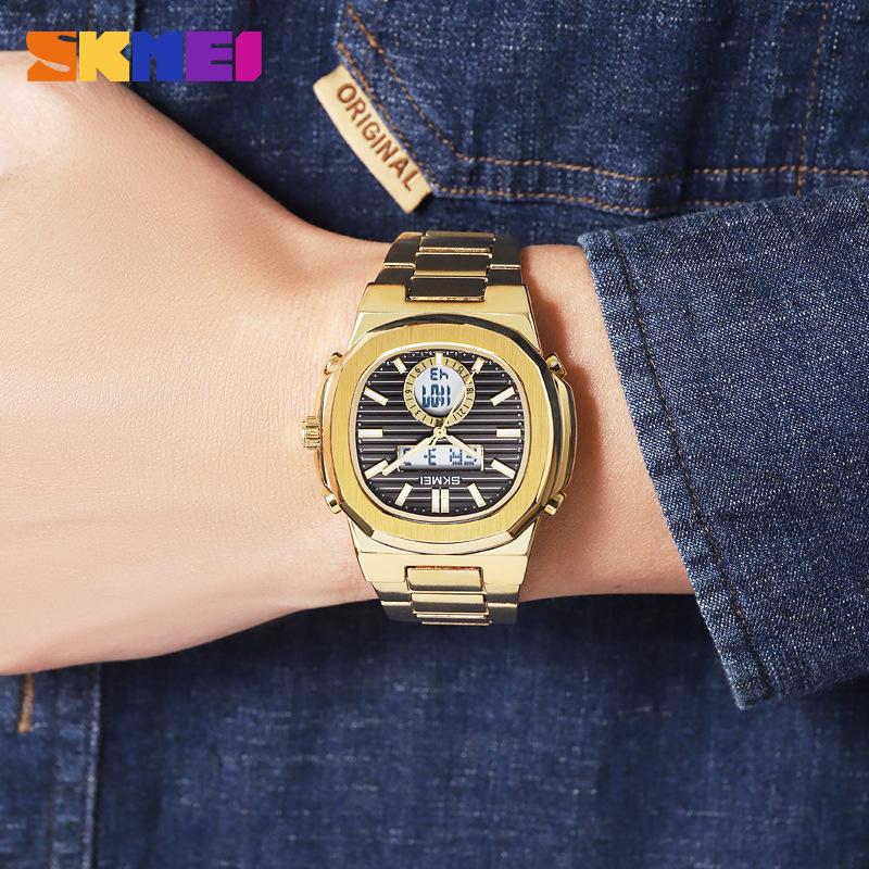 Luxury Men Watch Male Quartz Wristwatch Classic Black Gold Stainless Steel Band Simple Reloj Business Man Sports Calendar Clock