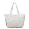 Solid color versatile quilted tote bag women's padded one-shoulder cotton jacket college student minimalist style class commuting handbag