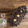 Cast Iron Tealight Warmer Pot Stand with Ornate Base And Open-Top Lid - Decorative Dish Warmer for Tea Pots And Hot Beverages