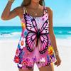 Kadın Mayo Tankini 2 Parça Mayo Kelebek Çiçek Desenli Tatil Mayo