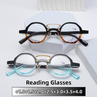HD Anti-Blue Light Presbyopia Glasses Retro Small Round Frame High Quality Eyewear +1.0 To +4.0