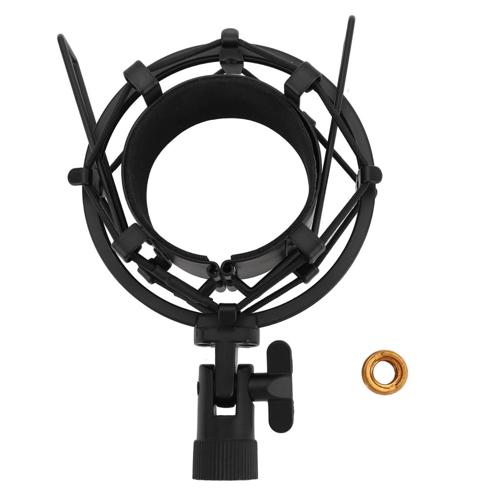 Aluminum Alloy Microphone Shock Mount Holder with Anti-Vibration Pad Inserts, Fits 55-65mm Microphones, Easy Installation In Studio Broadcast