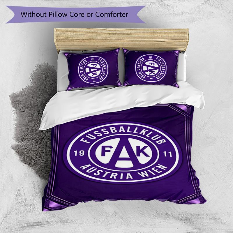 Austria Wien FC Bedrucktes 3-teiliges Bettwäsche-Set Atmungsaktiver Bettbezug mit Kissenbezügen Dekorative Bettwäsche für Schlafzimmer Zuhause