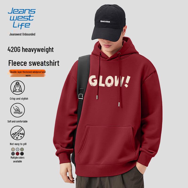 

JEANSWEST LIFE Men s Loose Fit Fleece Hooded Sweatshirt 2XL