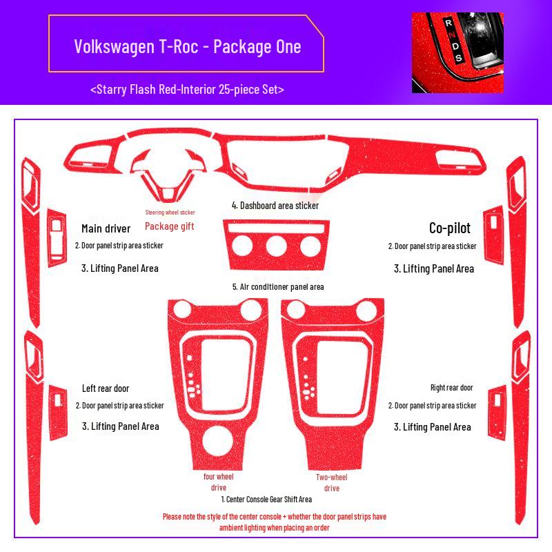 18-21 Volkswagen T-Roc Starry Sky Interior Stickers for Console & Gear Lever