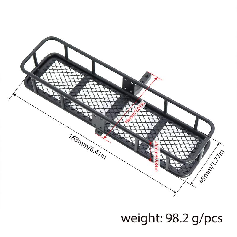 Metal Rear Tire Rack Hitch Cargo Carrier Spare Luggage Basket Suspension for 1/10 Axial SCX10 TRX4 D90 90046 TF2 RC Crawler Car