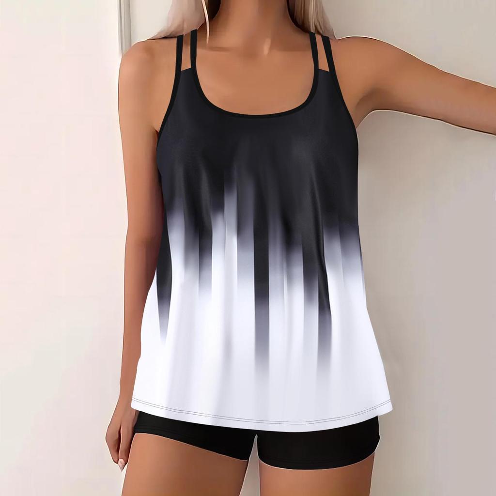 Modny Damski Tankini Plus Size z Spódniczką z Nadrukiem 2025 - Styl Europejski i Amerykański
