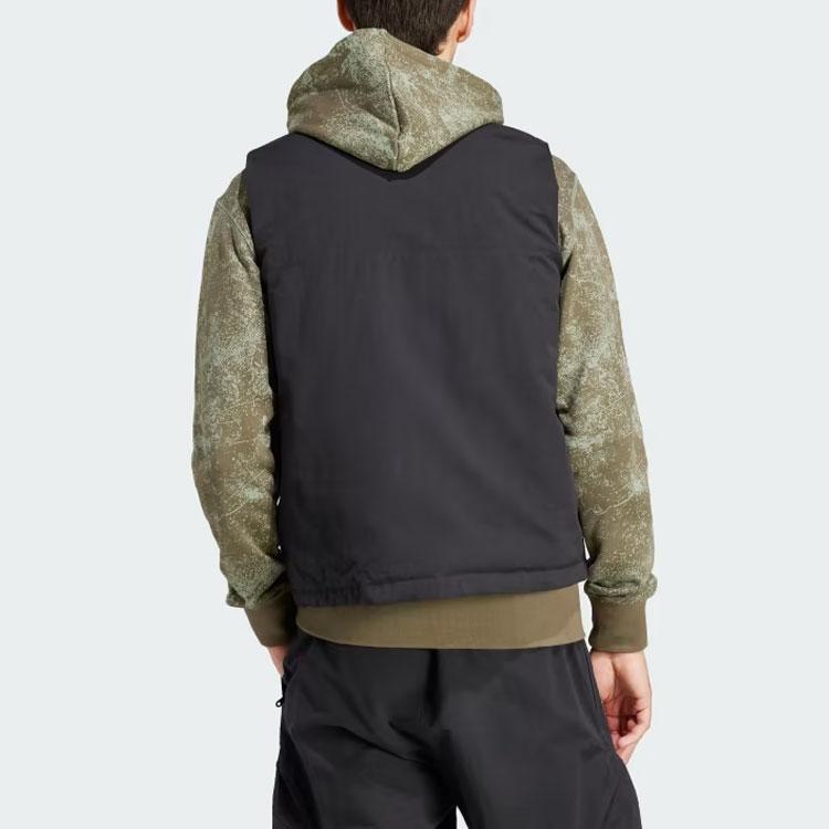 Adidas Originals Adventure Premium Multi-Pocket Vest With Solid Logo Zipper Stand Collar Men Vests Black IJ0721