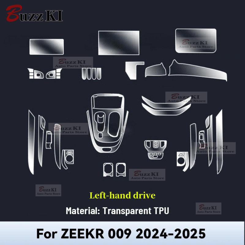 For ZEEKR 009 EV 2024 2025 TPU Navigation Dashboard Gear Pre Cut Car Interior Repair Protective Film Anti-scratch Sticker