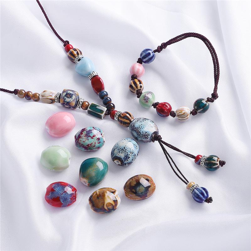 5 ks 21x18mm květinová glazura porcelánové korálky Široké fazolové keramické korálky pro výrobu šperků DIY kouzla Náramek Náhrdelník řemesla