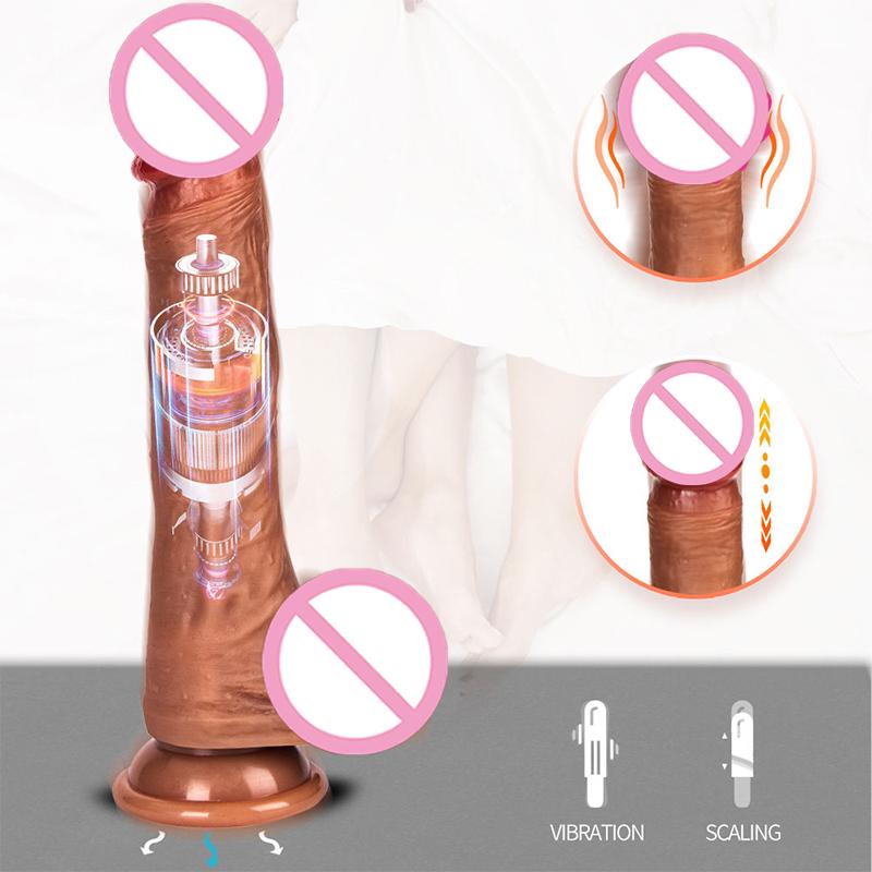 Realistic Dildos Woman Penis Sex Toys Silicone Sex Machine Telescopic Dildo Suction Cup For Adults Big Penis Dildo In Telescope