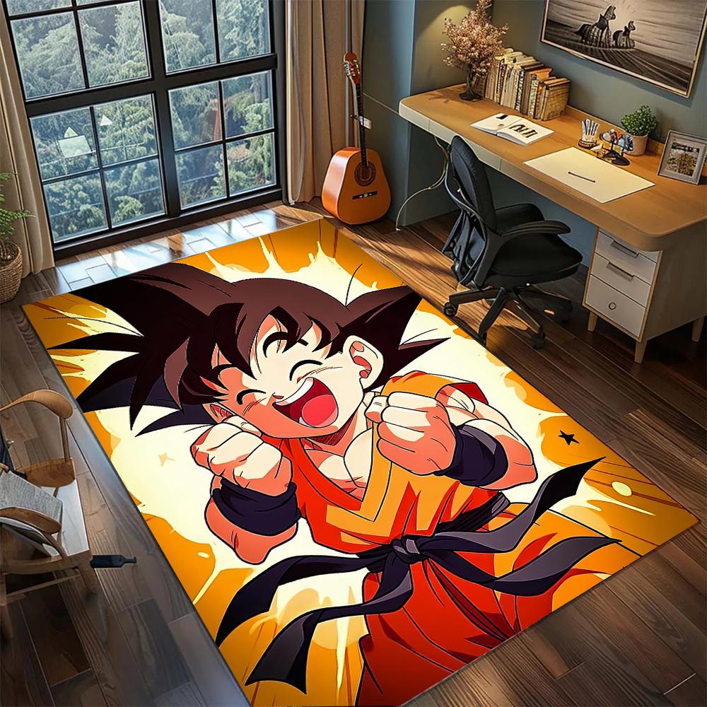 Son Goku Kamehameha Power Attack Graphic Rug Carpet Large Area Rug Non Slip Washable Floor Mat Gamer Room Bedroom Home Decor