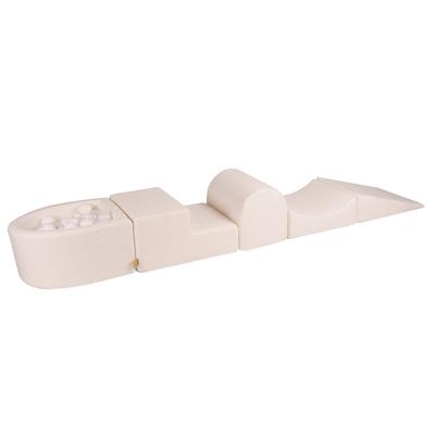 Foam Climbing Blocks for Toddlers Boucle White MeowBaby® 4 Elements with Ball Pit 57x45x30cm