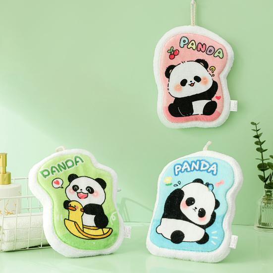 Cartoon Panda Hand Towel Hanging Thickened Washcloth Absorbent Towel