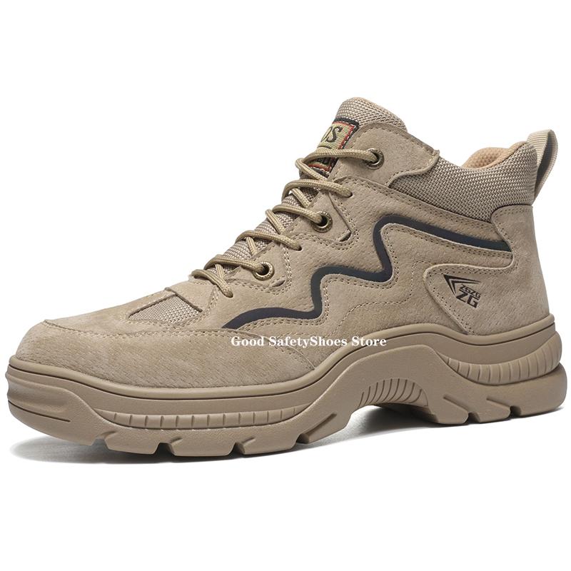 Cow Suede Work Safety Boots Men Steel Toe Shoes Puncture-Proof Indestructible Boots Safety Shoes Men Work Shoes Sneakers Male