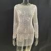 Spring and Summer Women's Size Bubble Beads See-through Mesh Dresses