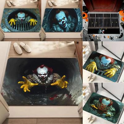 Halloween Door Mat Spooky Pennywise Clown Door Mat Living Room, Bedroom, Kitchen, Entrance Anti-slip Floor Mat Hallway Floor Mat