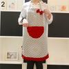 Women Cute BowKnot Dot Aprons Kitchen Restaurant Cafe Bib Cooking With Pocket