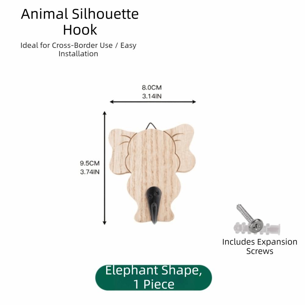 Hickory Wood Animal Hook Cute Design Wall-Mounted Hook Decoration Key Hanging Hook  Wardrobe
