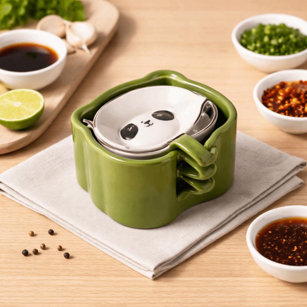 4/6Pcs Stackable Cartoon Panda Snack Dish Creative Mini Sauce Bowl Set  Table Decoration