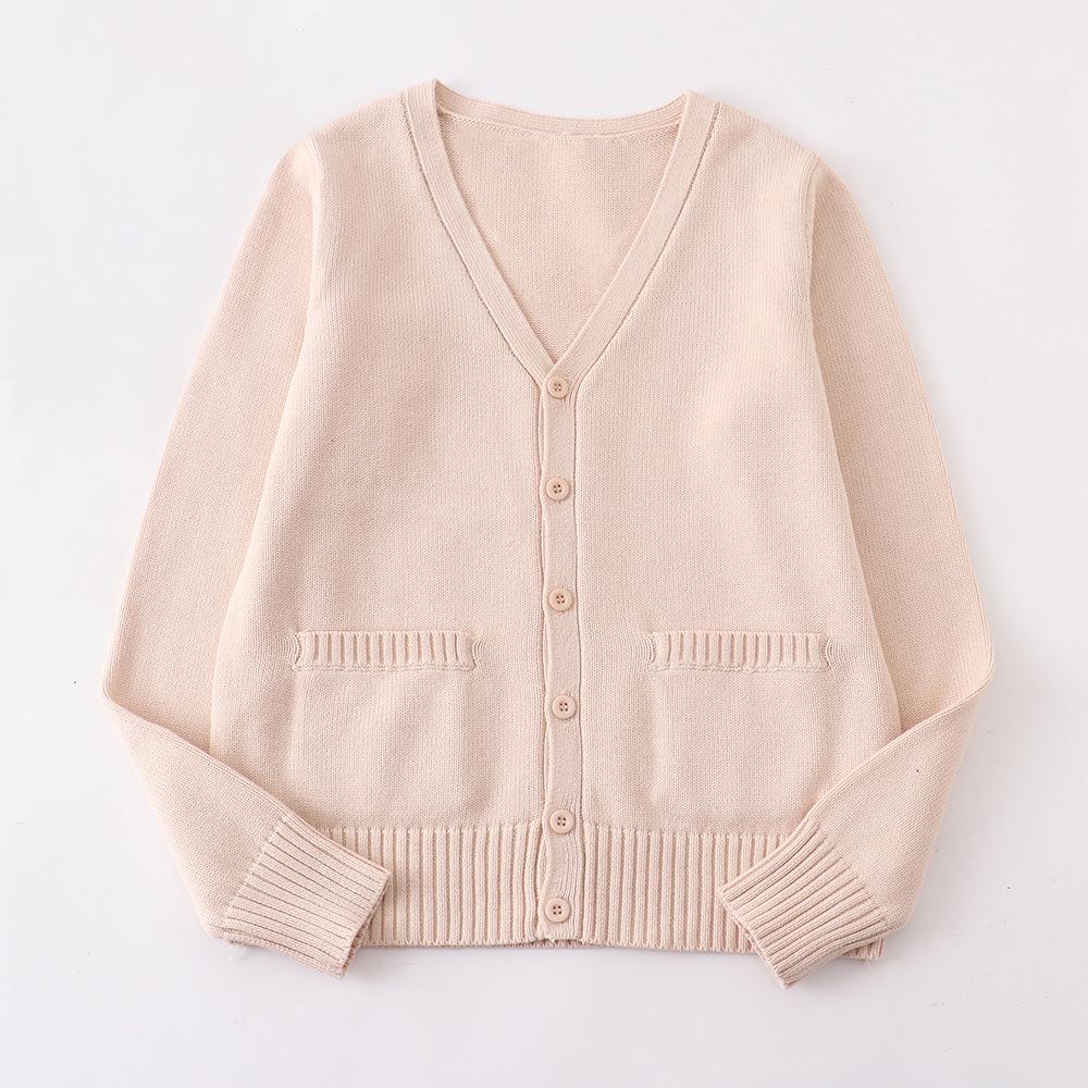 Japanese V-Neck Long Sleeve JK Uniform Cardigan - 7-Needle Thickened Sweater for Spring/Autumn