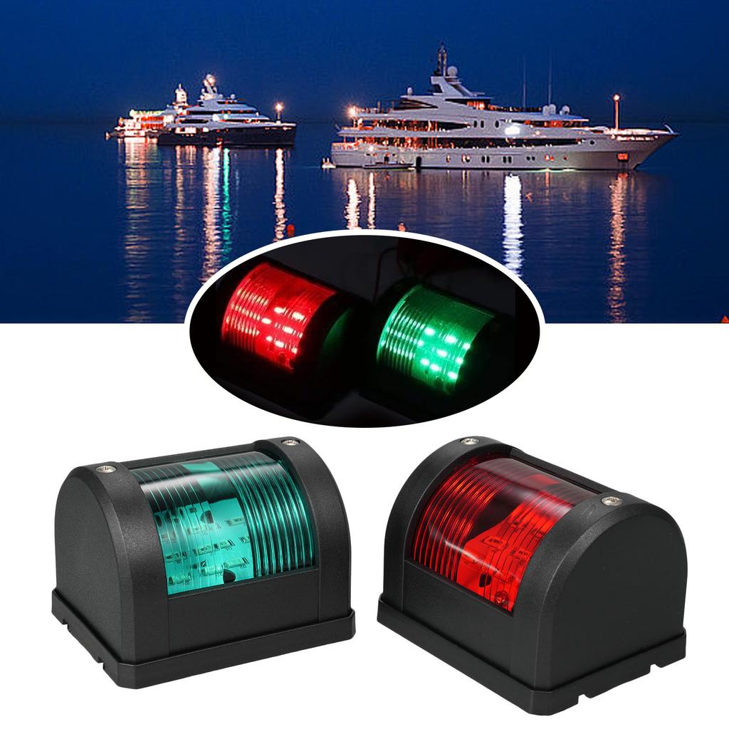 2pcs Navigation Signal Light 12V Signal Lamp LED Navigation Warning Light for Marine Boat Red and Green Light
