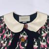 GUCCI 516826 2018 Black x Pink Silk Bulldog Dog Print Peter Pan Collar One-Piece dress 38 pink/blackUsed