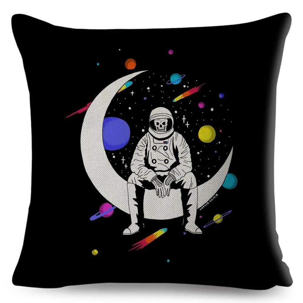 Cartoon Astronaut Sports Cushion Sofa Home Decoration Kids Room Planet Music Pillowcase