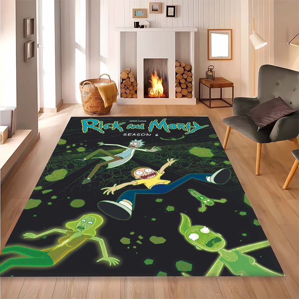 Rick and Morty pattern bedroom, living room, office decorative carpet, family bedroom headboard carpet, door mat, bathroom mat.