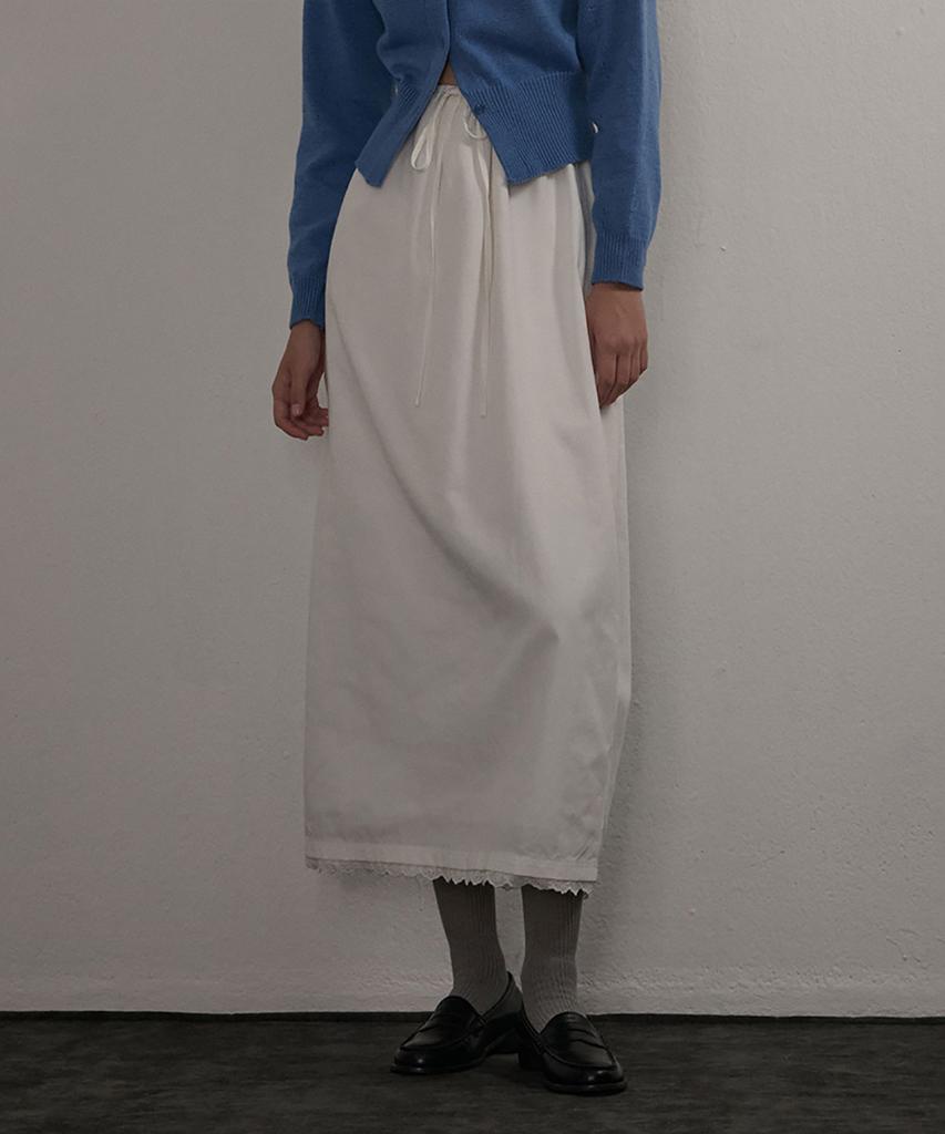 Kamino Lace Elastic Long Skirt White