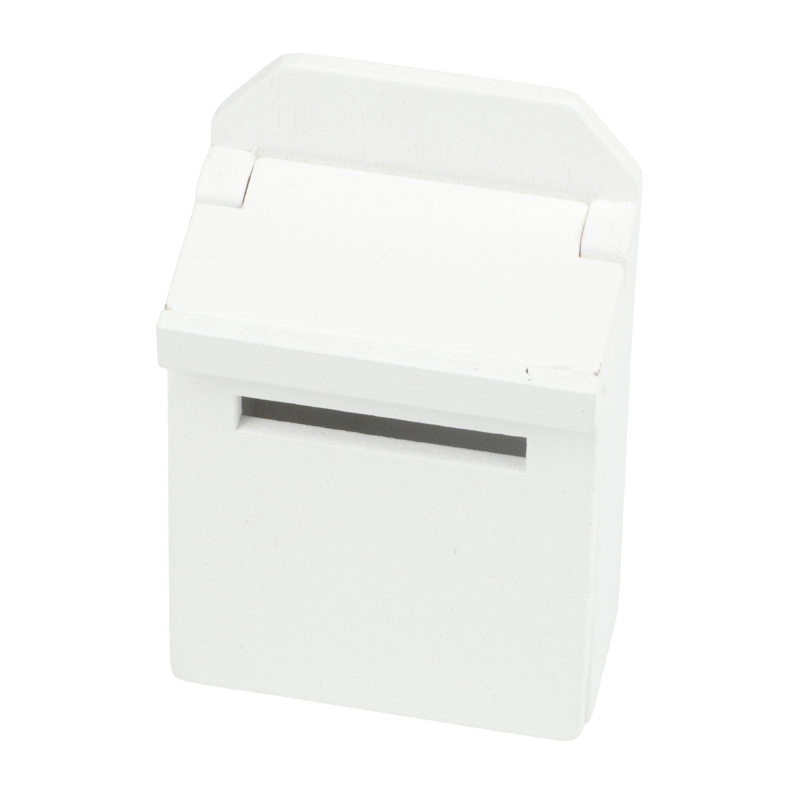 Blank Mail Box House Miniature Wooden Flip Mailbox Model Interactive Lifelike White