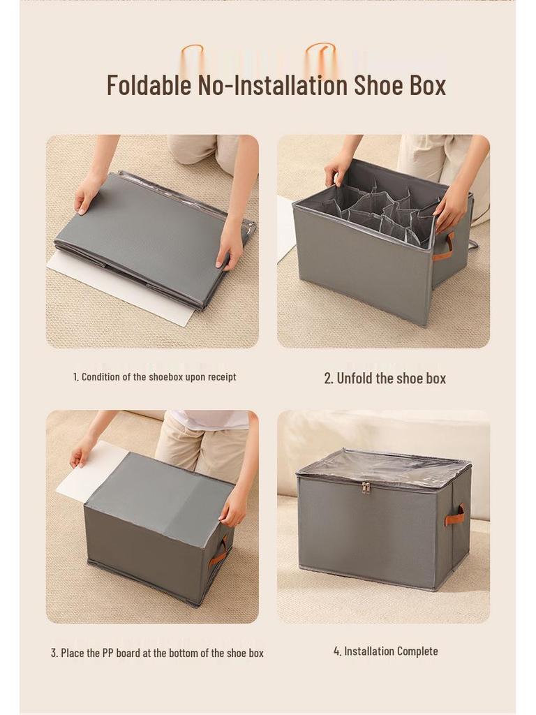 Foldable Fabric Organizer Box with Lid: Multifunctional, Divided Compartments for Underwear, Panties, Shoes, or Sundries.