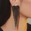 Stylish black electrophoresis long fringed earrings