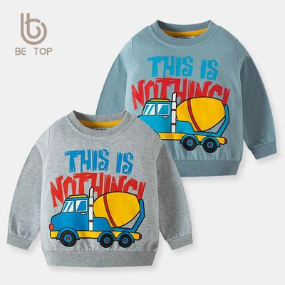 2025 Barn Höst/Vinter Baby Bil Tryck Bomulls Sweatshirt Pojkars Pullover