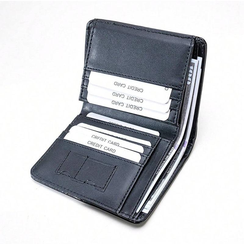 1pc Men's Leather Wallet, Minimalist Vertical Short Business 3 Fold Credit Card Holder