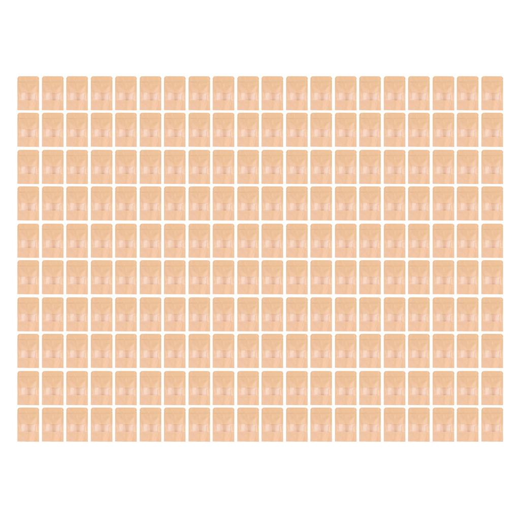 200 Stück Standbodenbeutel Kraftpapier Zip-Beutel Wiederverschließbar 9x14cm mit Fenster für Lebensmittel Kaffee