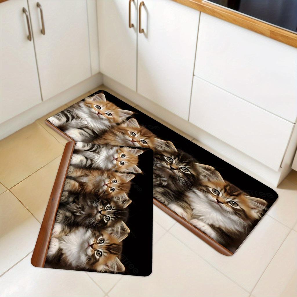1 Stück Katzenmuster Küchenteppich Rutschfeste Fußmatten Pop-Design Badezimmerteppich Badematte Teppich für Zuhause Spüle Wäsche Dekor