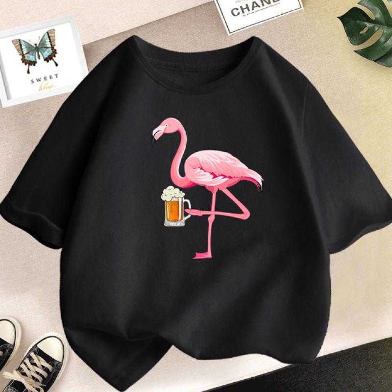 Sommer süße Kinder T-shirt Flamingo Cartoon Print Grafik T Shirt Mädchen Kawaii Tops Mode Design Kleidung