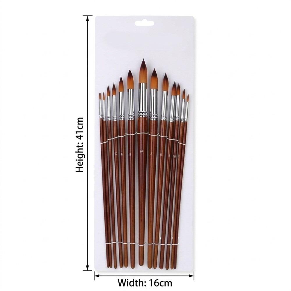 Wooden Paint Brushes Set Round Tip Paint Brushes Versatile Watercolor Brushes  Oil Painting
