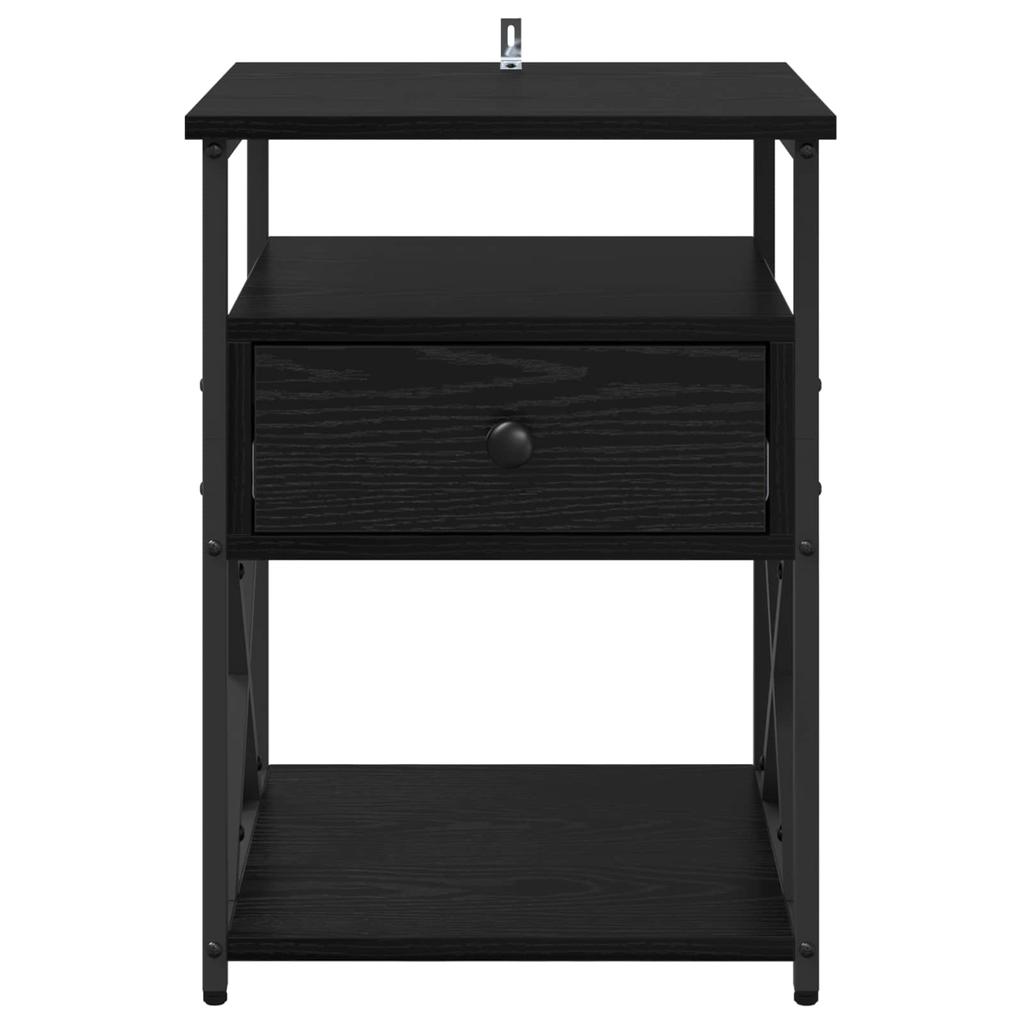 Nightstand Black Oak Effect 40 x 42 x 55 cm Wood Based Material