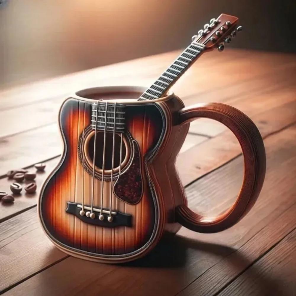 New Creative Musical Instrument Coffee Cup Guitar Pattern Mug Summer And Winter Drink Cup Music Lovers Holiday Gift
