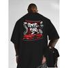 European Size Men Crew Neck T Shirt, Heavy Metal Racing Letter Front Back Print, Versatile Streetwear for Commute Office Home Leisure Daily Wear