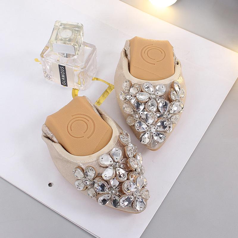 Pointed Toe Rhinestone Mary Jane Flats - Women's Autumn Soft Sole, Sizes 41-43