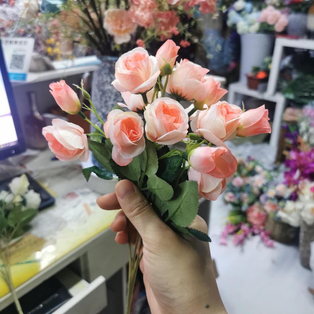 European & Korean Style Artificial Rose Bouquet - 15 Small Roses for Home Decor and Weddings