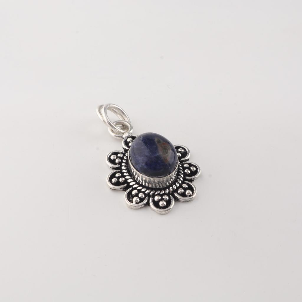 Natural Sodalite Gemstone 925 Sterling Silver Women Jewelry Designer Pendant 1.37" Gift for Her CP-40-32