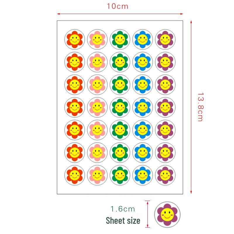 Children's Reward Stickers: Self-Adhesive, Red Flower, Thumbs Up, Smiley Face, Cartoon Designs for Primary School and Kindergarten.