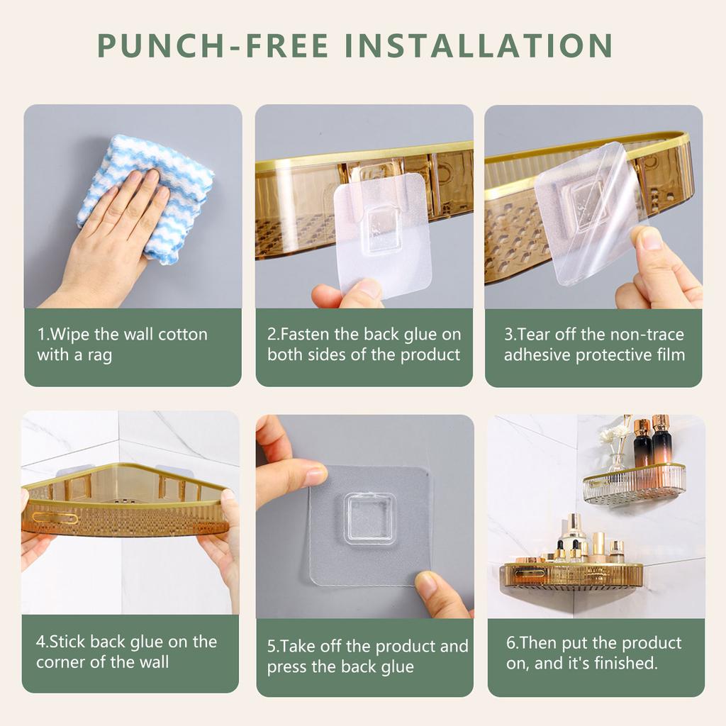 Raft de Depozitare pentru Baie Impermeabil Organizator Raft pentru Toaletă și Lavabo Montat pe Perete Suport din Plastic pentru Șampon și Articole de Toaletă