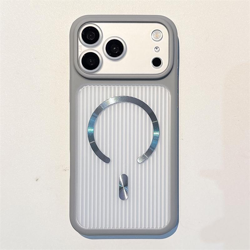 Applicable to iPhone17ProMax corrugated CD pattern magnetic mobile phone case Apple 16Pro anti-drop 15 protective case