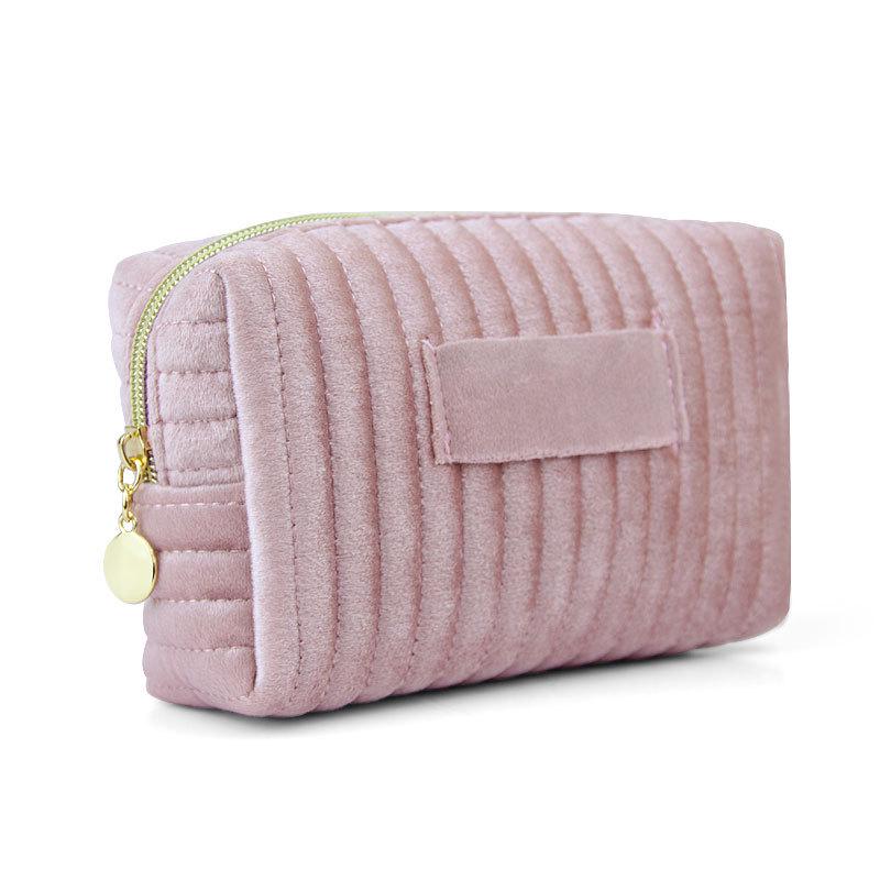 

Striped Quilted Velvet Cosmetic Clutch Toiletry Bag - Autumn/Winter Edition