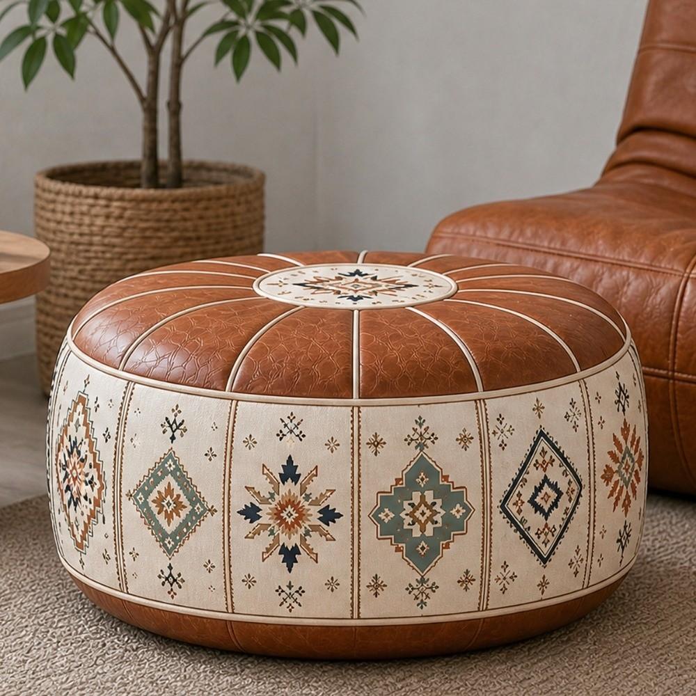 Fillable Design Ottoman Pouf Boho Pattern Storage Ottoman New Footstool Cover  Home Use
